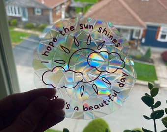 Lyric-Inspired Window Cling Suncatcher: Rainbow Prism Décor