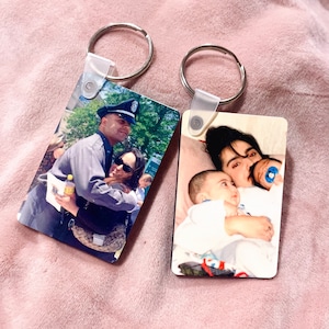 Custom Photo Keychains - Personalized Picture Keyring Gift - Tribute Picture - Memorial and Remembrance Keepsakes - Souvenirs - Rectangular