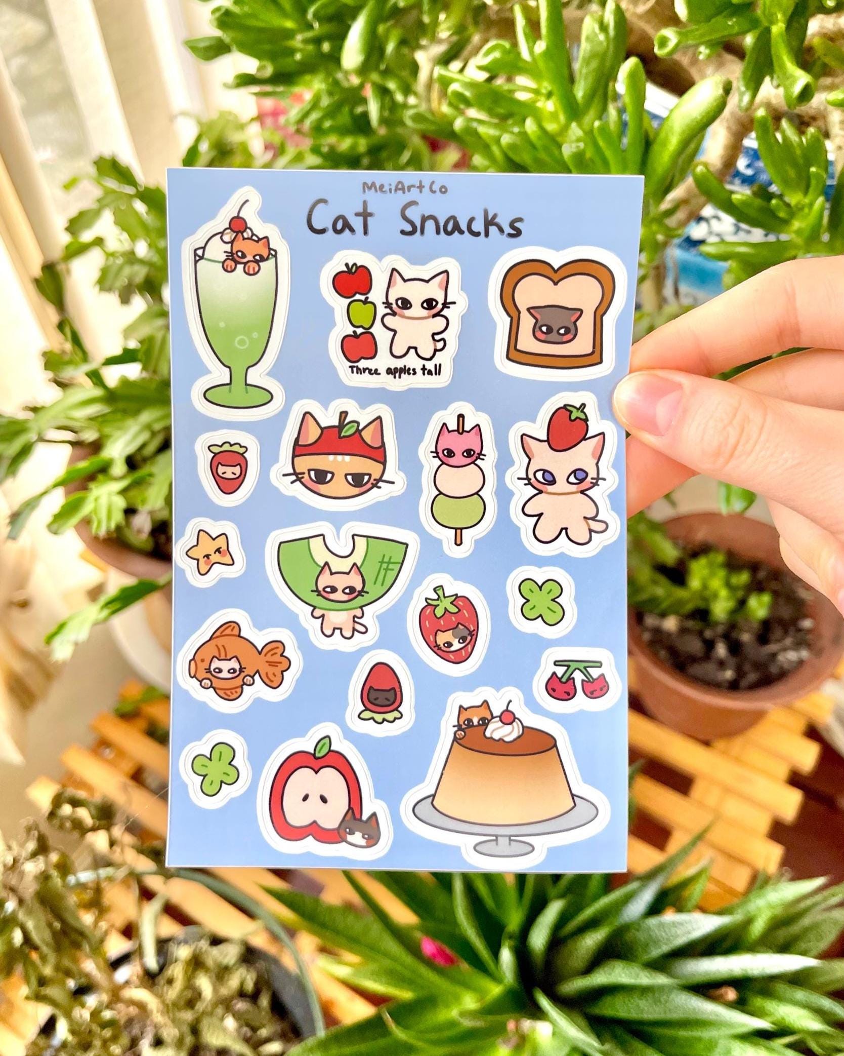 Snack Sticker Sheet Cat Snacks Matte Sticker Sheet | Dessert & Fruit Planner Stickers - Etsy