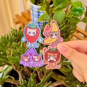 Pegatinas de gato de frutas / Pegatinas estéticas lindas + paquete de pegatinas