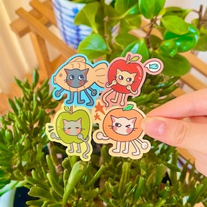 Cat snack + fruit stickers | Aesthetic cute stickers + sticker pack