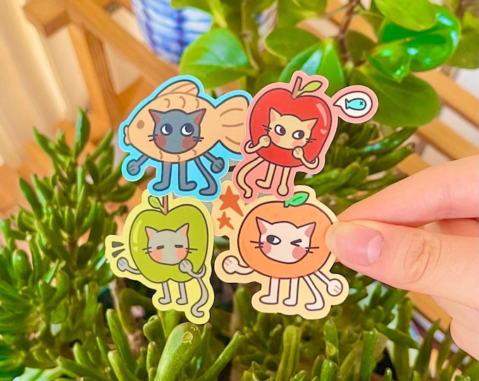 Aesthetic Fruit Cat Stickers | Cute Vinyl Sticker Pack