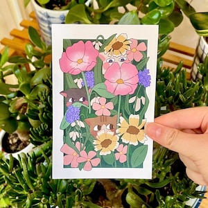 Cat garden art print