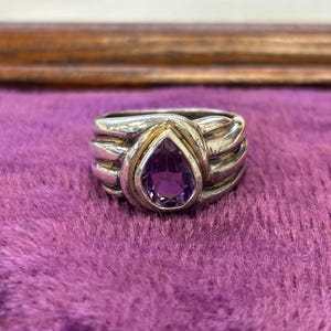 Sterling silver 925 amethyst statement ring