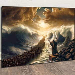 Moses Abschied das Rote Meer Leinwand Wanddekor Christliche Religiöse Wandkunst Dekor