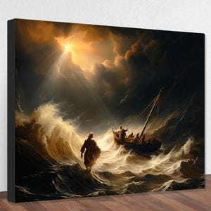 Jesus Walking on Water Matte Canvas Framed | Religious Wall Art - Etsy