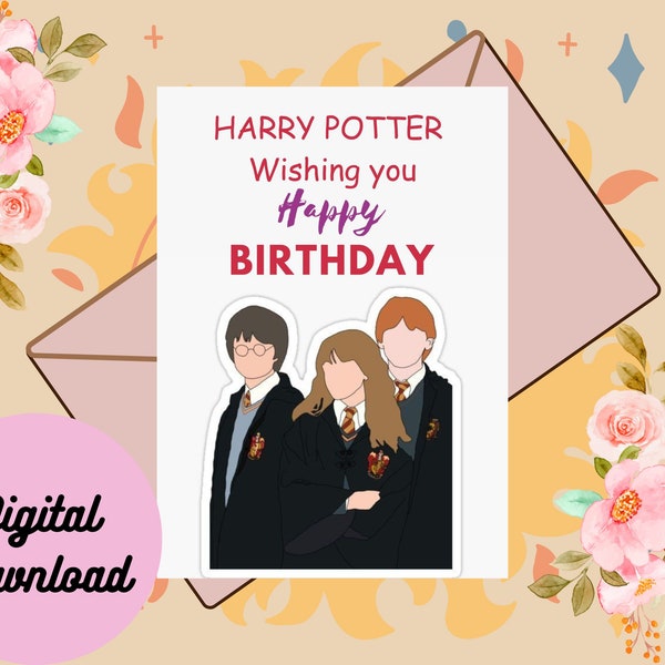 Harry Potter Birthday Card/harry style birthday card printable/carte anniversaire harry potter/harry potter download/birthday Harry Potter