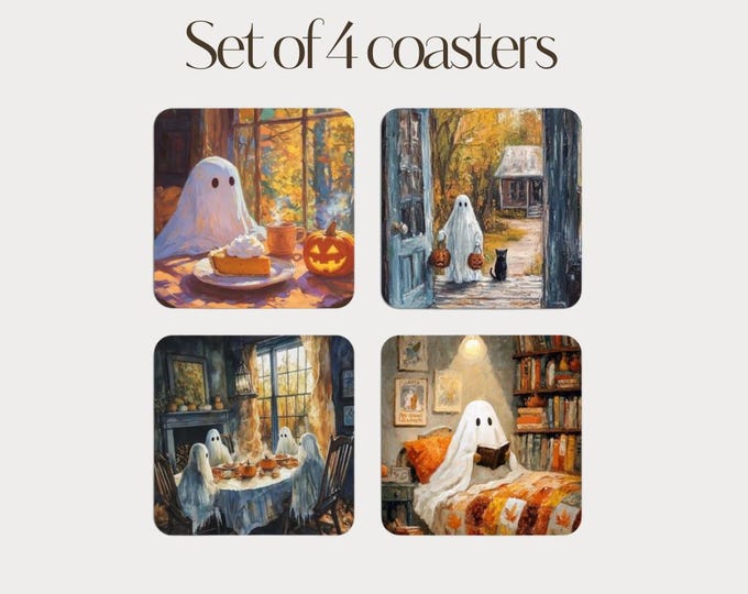 Set of 4 - Wholesome Ghost Coasters