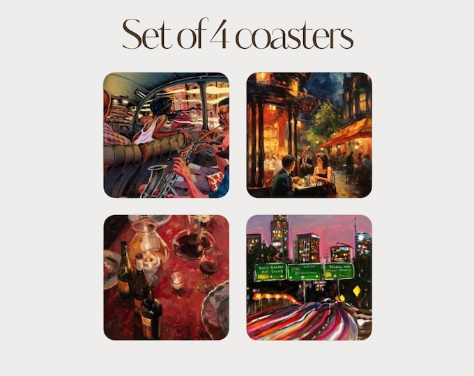 Set of 4 - City Night Coasters