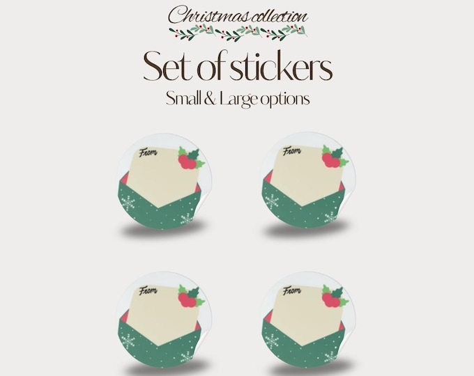 Small or Large - Green Envelope Christmas Stickers