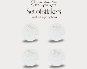 Small or Large - Gold & White "From" Christmas Stickers