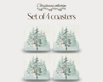 Set of 4 - Winter Robin Coasters