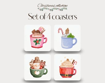 Set of 4 - Festive Mug Coasters