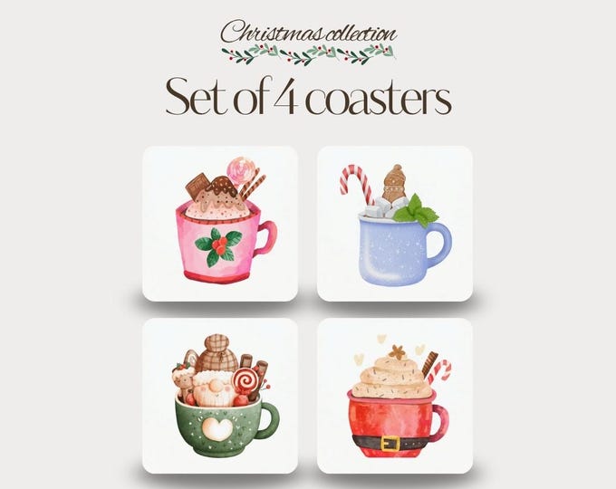 Set of 4 - Festive Mug Coasters
