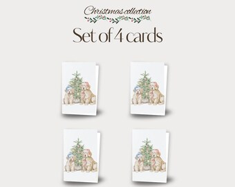 Set of 4 - Dog Christmas Cards