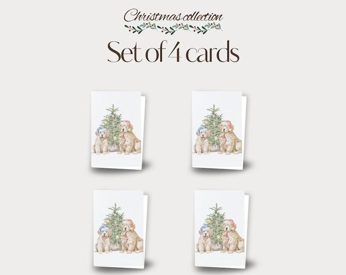 Set of 4 - Dog Christmas Cards