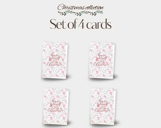 Set of 4 - Festive Icons Christmas Cards