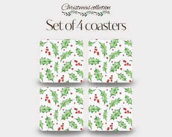 Set of 4 - Multiple Holly Coasters