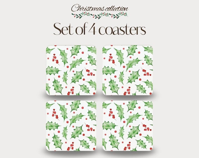 Set of 4 - Multiple Holly Coasters