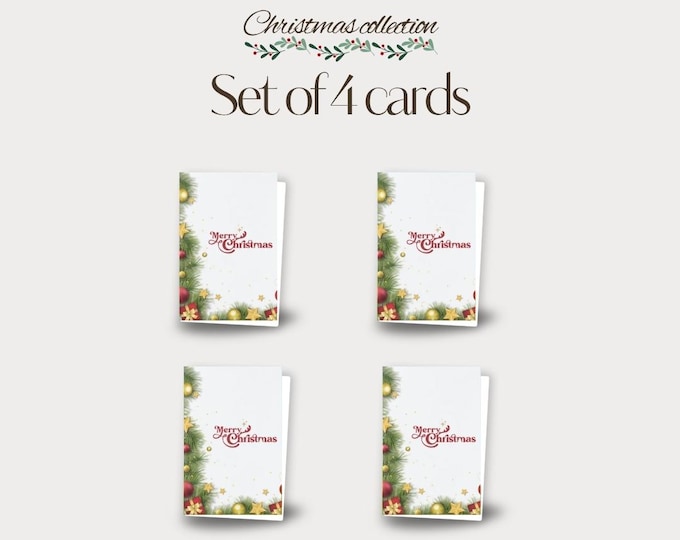 Set of 4 - Simple Festive Christmas Cards
