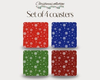 Set of 4 - Colourful Snowflake Coasters