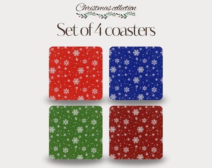 Set of 4 - Colourful Snowflake Coasters