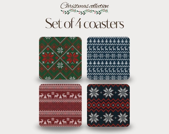 Set of 4 - Festive Jumper Coasters