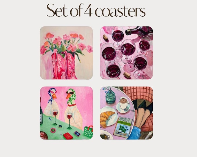 Set of 4 - Pretty In Pink Coasters