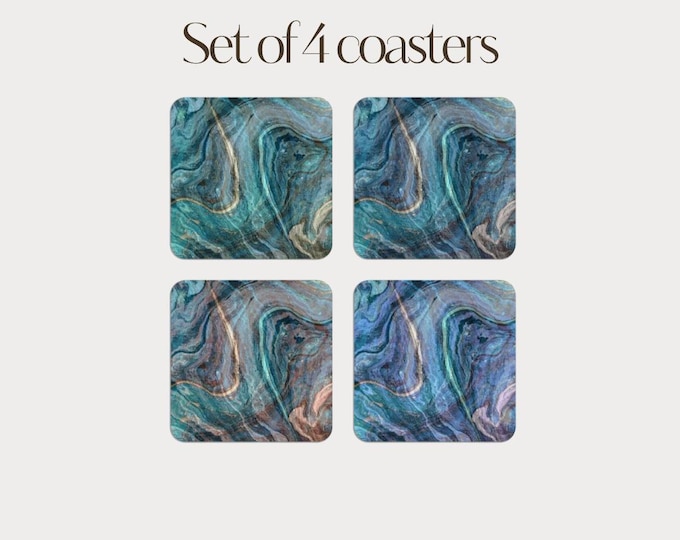 Set of 4 - Marble Effect Coasters