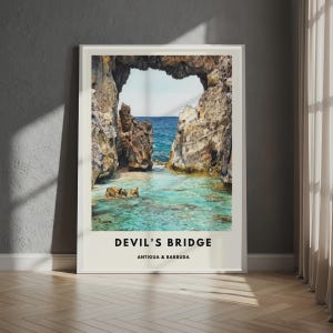 Devil's Bridge Antigua Poster, Barbuda Travel Wall Art Print, Caribbean Home Decor Gift