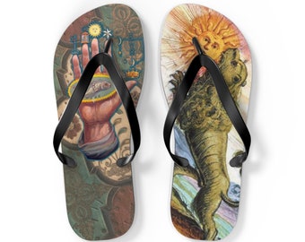 Esoteric Flip Flops - Philosopher's Hand & Green Lion