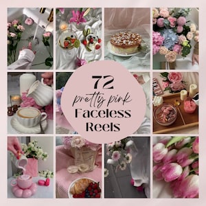 72 Pink Faceless Reels with Master Resell Rights MRR and PLR, Pink Aesthetic Faceless Instagram Reels, Aesthetic Instagram Video Templates