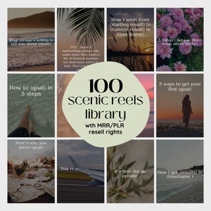 Faceless Reels Instagram with Content and Master Resell Rights MRR and Private Label Rights PLR, 100 Scenic Faceless Digital Marketing Reels