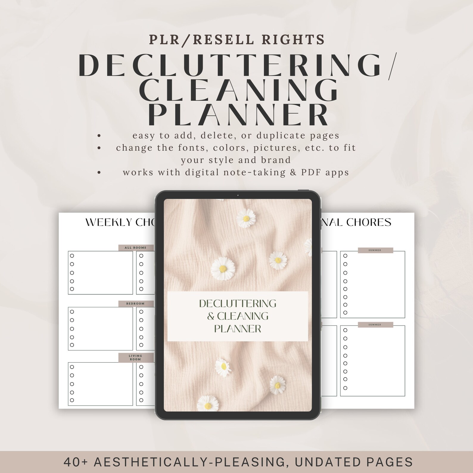 PLR Cleaning Planner, PLR Decluttering Planner, Master Resell Rights