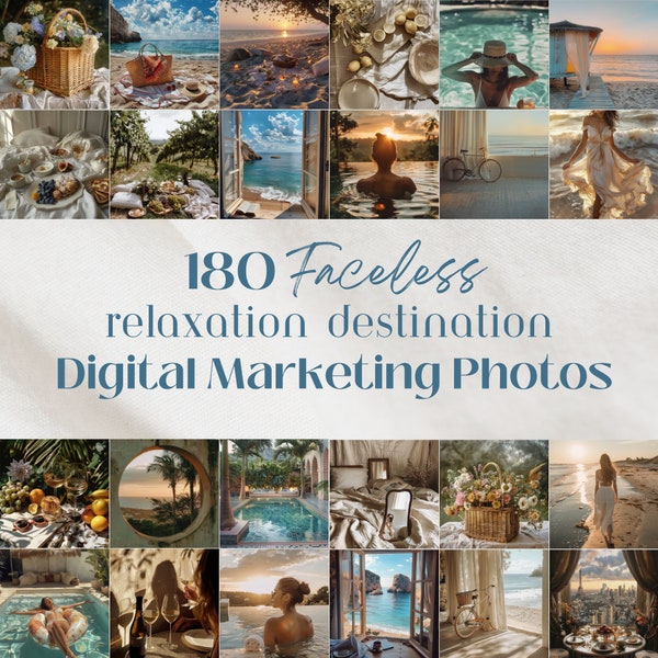 Aesthetic Faceless Instagram Photos Faceless Digital Marketing 180 Vacation-Themed MRR & PLR Stock Photos DFY Faceless Instagram Reel Photos