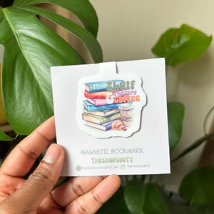 Shelf Therapy And Coffee | Magnetic Bookmarks | Bookmarks | Readers | page Clip | Book Lovers