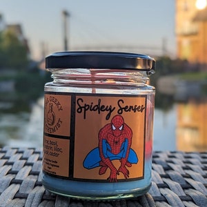 Spidey Senses Spiderman Inspired Scented Soy Wax Candle  | Handmade | Vegan | Pet Friendly