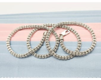 Unique 10K White Gold Designer Diamond Cut Ice Link Chain Necklace - 22.25" L