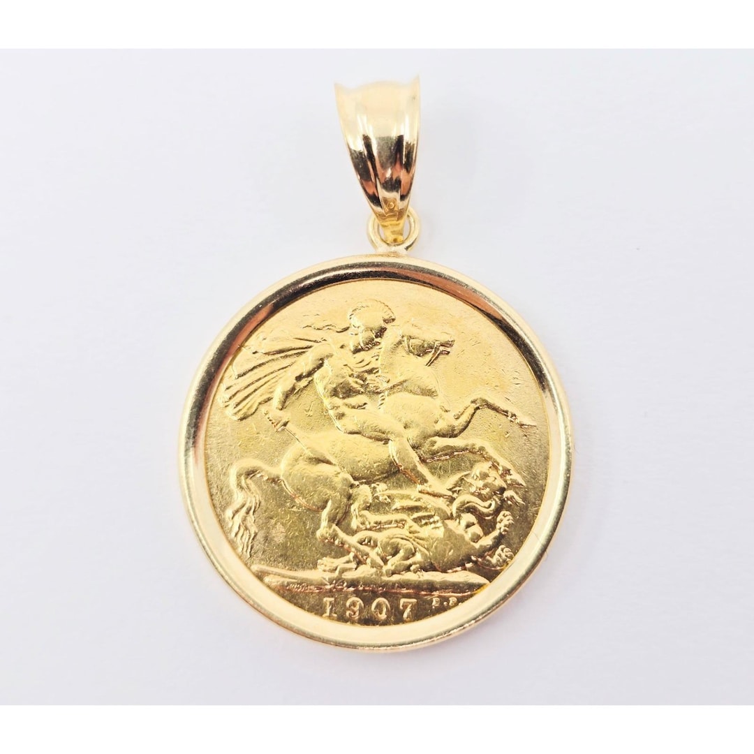 1907 United Kingdom Gold Sovereign Coin London King Edward VII Charm ...