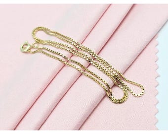 Unique 14K Solid Yellow Gold Designer Box Link Chain Choker Necklace - 16.25" L