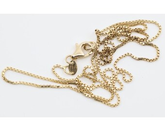 Unique 14K Karat Solid Yellow Gold Designer Box Link Chain Necklace - 19.50" L