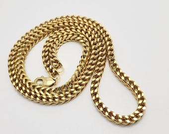 Unique 10K Solid Yellow Gold Designer Franco Link Chain Necklace - 22" Length