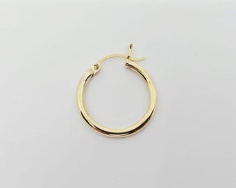 Unique Single 14K Karat Solid Yellow Gold Designer Clip on Hinge Hoop Earring