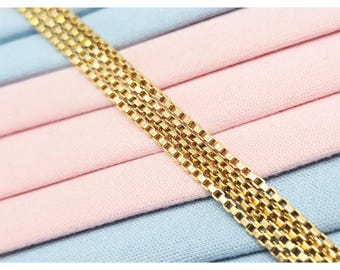 Vintage 14K Karat Solid Yellow Gold Designer Box Link Chain Necklace - 31.50" L