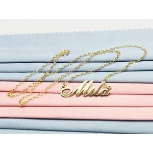 14K Yellow Gold Initial Name "Mila" Charm Pendant Cable Link Chain Necklace