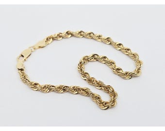 Beautiful 10K Karat Solid Yellow Gold Designer Rope Bracelet - 7.75" Length 2.5g