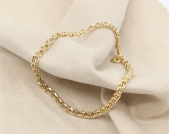 Unique 14K Karat Solid Yellow Gold Designer Bismark Link Bracelet - 7.75" Length