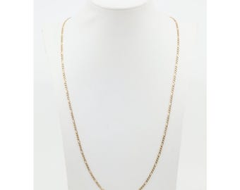 14K Two Tone Multi Color Gold Diamond Cut Figaro Link Chain Necklace - 25" L