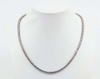 14K Solid White Gold Lab Grown Diamond Tennis Link Chain Necklace - 16.25" L