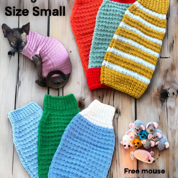 Small knitted cat jumper, Sphynx cat clothes, sphynx jumper, sphynx sweater, sphynx clothes, cat clothes, hairless cat clothes,cat clothin